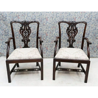 Chaise de salle à manger ergonomique Chippendale en bois de mahogany massif, revêtement en velours de haute qualité pour usage intérieur