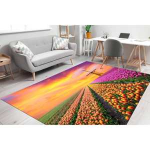 Alfombra con Estampado de Tulipanes: Decoración Rústica Vibrante para Espacios Modernos, con Pelo Suave - Product Image 1