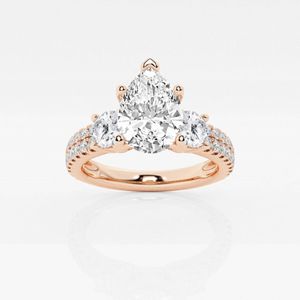 แหวนหมั้นสำหรับผู้หญิงหินสามชิ้นตัดจากลูกแพร์ - Product Image 1