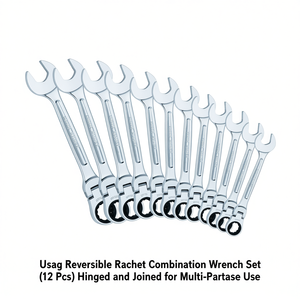 Jeu de clés à cliquet réversibles Usag (12 pièces) articulées et combinées pour une utilisation polyvalente - Product Image 2