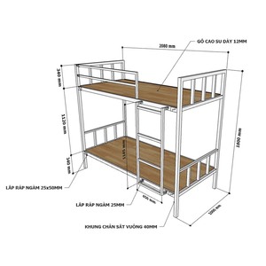 GEKO Modern Double Bunk <b>Bed</b> GT005 Solid Pine Wood with Iron Frame Home Furniture - Product Image 6