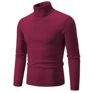 Nouveau pull col haut pour hommes couleur unie pull tricoté chaud décontracté col roulé sweatwear laine hommes hiver extérieur hauts - Product Image 1