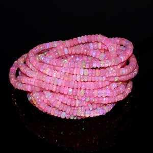 Perles d'opale éthiopienne rose naturelle facettées en forme de rondelle 5-6 mm, perles d'opale éthiopienne Welo à feu vif, brins de perles pour la fabrication de bijoux - Product Image 3