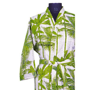 Kimono Largo de Algodón Floral de Alta Calidad para Mujer, Hermoso Cuello en V, Estilo Playero, Ecológico, Lavable y Transpirable - Product Image 4