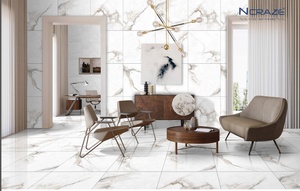 Carreaux vitrifiés émaillés en porcelaine polie brillante de marbre blanc 600X600 carreaux pour la décoration de sol de la maison hôtel café aéroport - Product Image 2