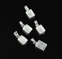 Pendentif rectangulaire vierge en argent sterling plaqué or 22k/14k, fait main, 10x14mm, pour bijoux en résine (lait maternel, cendres)