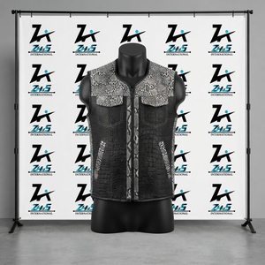 เสื้อกั๊กหนังสไตล์ไบค์เกอร์คุณภาพสูงราคาส่งถูก พร้อมซิปปิด - Product Image 1