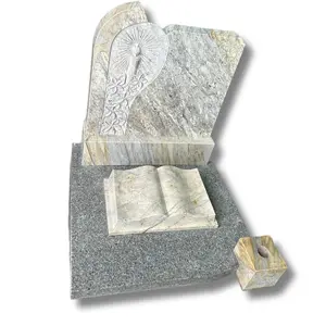 Batu kepala granit ukir pemakaman batu nisan marmer putih granit lempeng batu nisan dengan tulisan Gratis