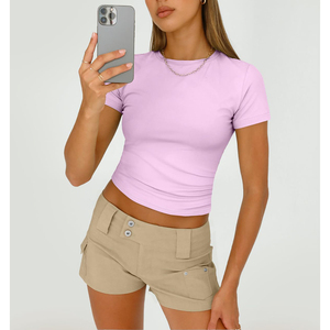 Logo graphique manches courtes Toutes les tailles disponibles ajusté Femmes à la mode vêtement microfibre Chemise à séchage rapide Matériau mixte Personnaliser - Product Image 6
