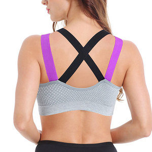 Wholesale Breathable Front Logo Women Sports Bra Yoga Cross <b>Back</b> Fitness <b>Padded</b> Customized Gym Sportswear Running Bra Deep - Product Image 6