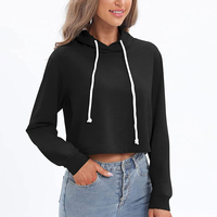 Hoodies courts à capuche pour femmes, style streetwear, épaules tombantes, respirants, écologiques, en coton personnalisé