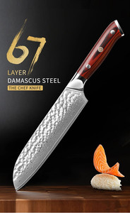 Vente en gros de commandes en gros personnalisées, service OEM et ODM, couteau de chef de cuisine professionnel Damas avec manche rouge, lame tranchante fixe - Product Image 4