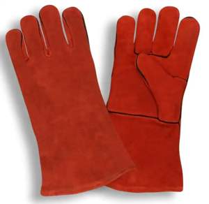 Protección de protección personal de cuero de vaca rojo de cuero dividido resistente proporciona resistencia a la abrasión guantes de soldadura de agarre mejorado - Product Image 1