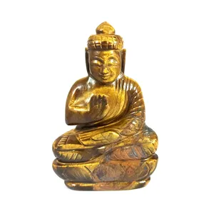 Natürliches Tigerauge Buddha Quarz Kristall Hand geschnitzte Buddha Skulptur Home Decoration Mineral Probe Reiki Heilung