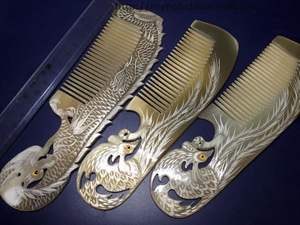 UTILISATION DES COULEURS CORNE BUFFALO PEIGNES EN GROS Peignes en corne antistatique naturels pour les cadeaux de vacances par l'artisanat en croissant - Product Image 4