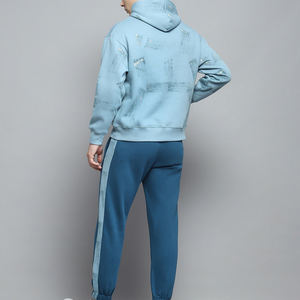 Conjunto de chándal de lana personalizado para hombre al por mayor, Sudadera con capucha y pantalones de chándal para correr, Colección estampada de invierno - Product Image 4