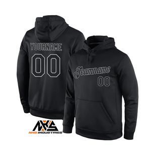 Custom Stitched Royal <b>Black</b> Sports Pullover <b>Sweatshirt</b> Hoodie Winter Lined Solid Pattern Fleece Fabric <b>Plain</b> Dyed - Product Image 1