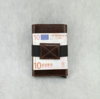 Tarjetero de negocios con botón pulsador de Metal de cuero, billetera inteligente híbrida para mujeres y hombres, monedero elástico seguro RFID, diseño de imitación de Pu personalizado