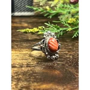 Spiny Oyster <b>Opal</b> <b>Ring</b> Sterling Silver Size 7 Boho Rectangle Vermeil - Product Image 4
