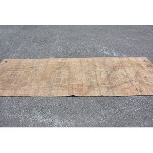 Alfombra de lana de área grande clásica hecha a mano Vintage 32X98ft Beige con patrón de retazos abstractos para decoración de habitación de pasillo de látex - Product Image 3