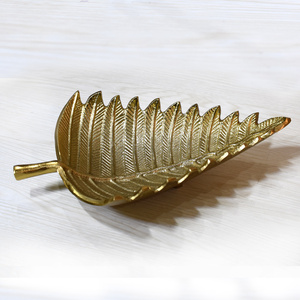 ถาดอลูมิเนียมทรงใบไม้สีทองสำหรับจัดแสดงสินค้าห้องนั่งเล่น - Product Image 1