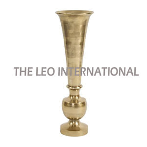 Florero de hierro costero chapado en oro de forma redonda de Metal de aluminio estilo elegante de lujo hecho a mano Venta caliente excelente calidad - Product Image 1