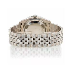 Montre de luxe en diamant, boîtier en acier inoxydable, VVS1 Mossionite, cadran arabe, affichage de la date, cadeau pour homme - Product Image 4