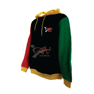 Sweat à capuche de haute qualité pour hommes, avec bloc de couleur fendu, impression personnalisée, logo, pull à capuche flexible pour hommes - Product Image 3