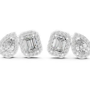 Pendientes de Oro Amarillo de 14K con Esmeralda, Diamante Redondo en Forma de Pera para Mujer |   Regalo de Aniversario de Bodas de Lujo Certificado para Novios - Product Image 5