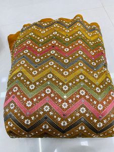 Alta calidad bordado Georgette tul tela impresa patrón de punto vestidos de fiesta de boda precio de exportación directa proveedor indio - Product Image 3