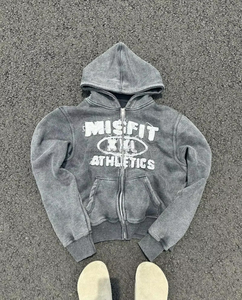 Sweat à capuche zippé Vintage délavé à l'acide personnalisé en détresse 450/550 GSM Y2K mode Streetwear sweat à capuche à fermeture éclair hommes vêtements d'hiver - Product Image 1