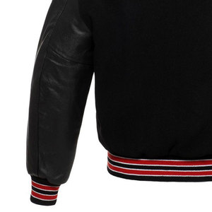 แจ็คเก็ตเลตเตอร์แมนผ้าวูลคลาสสิก แขนหนัง แต่งขอบยางยืด สำหรับผู้ชาย แจ็คเก็ตวาร์ซิตี้ผ้าวูลผู้ชายแบบ OEM - Product Image 6