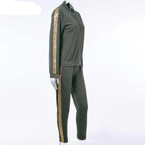 Vêtements de sport fitness jogging ensemble deux pièces survêtement pour femmes vente en gros de survêtement fabriqué en usine à la mode avec marque personnalisée - Product Image 3