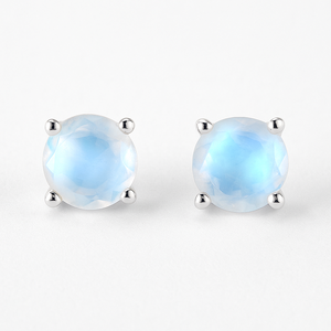 Pendientes de Plata de Ley con Baño de Rodio y Piedra Lunar Arcoíris Natural Romántica para Compromiso, Boda o Aniversario - Product Image 2