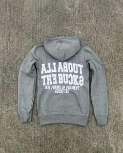 Nouveaux sweats à capuche zippés courts pour hommes en molleton français personnalisé 500 g/m² avec strass, délavé à l'acide, effet vieilli, broderie de patchs - Product Image 6