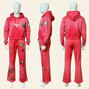 ชุดวอร์มสำหรับผู้หญิงลายปักโลโก้แบบวินเทจชุดวอร์มสำหรับใส่ไปงานปักลาย - Product Image 1