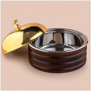 Casserole en acier inoxydable de haute qualité avec finition argentée et dorée pour la cuisine à domicile. - Product Image 3