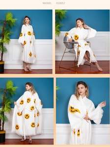 ชุดคลุมคาฟตันผ้าฝ้ายสีขาวสำหรับผู้หญิง DAFNI BIG PAZAR ลายพิมพ์ตาหยินหยาง พิมพ์ลายดิจิทัล ชุดโปรโมชั่นตรุษจีน - Product Image 5