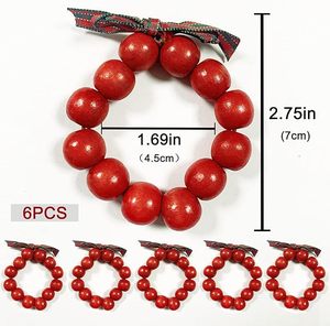 Rond de serviette en perles en bois faites à la main Décor de table élégant pour les mariages et les vacances de Noël pour les occasions spéciales - Product Image 2