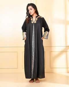 Hot Black Color <b>for</b> Party Printed V-Neck Long Sleeve Floor Length Women Occasion <b>Dress</b> - Product Image 4