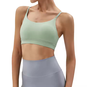 Custom High Quality Women's Sports Bra Private Label Gym Yoga Fitness <b>Apparel</b> Solid Cross Back Design Breathable Thin Strap Bra - Product Image 5