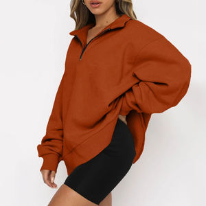 Venta caliente sudadera personalizada para mujer cremallera estilo holgado hombro raglán estampado personalizado sudaderas con capucha y sudadera OEM con servicio - Product Image 2