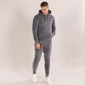 Chándal de terciopelo y algodón para hombre, chándal de terciopelo, ajustado, liso, venta al por mayor - Product Image 3