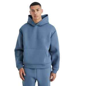 Survêtements tendance pour hommes 100% coton Logo personnalisé pull cordon uni coton coupe normale sport 2 pièces à capuche ensemble - Product Image 4