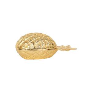 Bol à fruits en aluminium plaqué or artisanal, gaufrage en forme de pin, décoration de table, bol de service pour aliments - Product Image 3