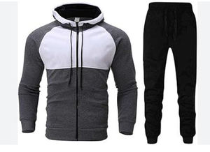 Conjunto de chándal de invierno para hombre, cárdigan con capucha de lana ecológico, suéter de ajuste regular, traje deportivo de manga larga de longitud completa - Product Image 2