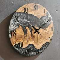 Jam dinding bentuk bulat Resin grosir untuk dekorasi rumah dan kantor jam dinding kayu buatan tangan epoksi Resin Desain Premium terbaru