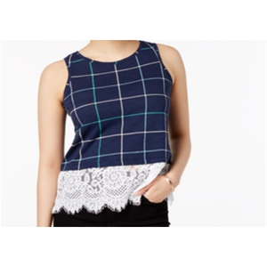 Canotta Casual da Donna Maison Jules Blu in Maglia Taglia L con Bordo in Pizzo, Design Semplice, Lunghezza Corta, per Uso Casual - Product Image 2