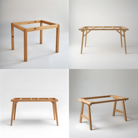 Cadre de table en bois de caoutchouc massif durable, haute capacité de charge, construction robuste, base de table à manger, bureau, salon, salle de bain, cuisine