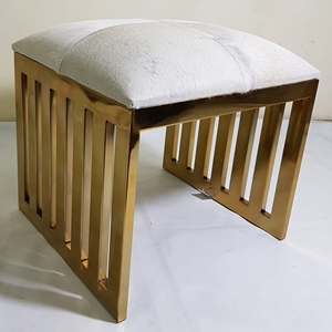 เก้าอี้สตูลแถบสแตนเลสแบบท่อพร้อมที่นั่งหนังแท้หนังสีเทาหรือเบาะผ้า - Product Image 2